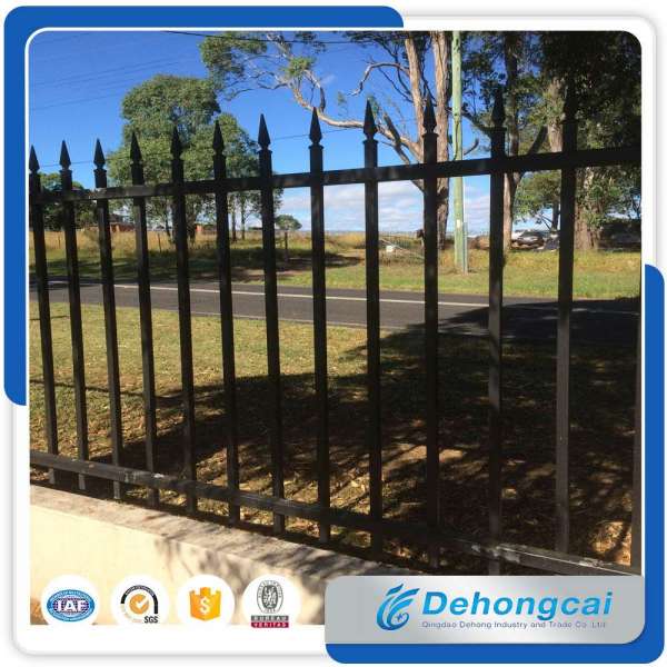 Used 3000*1700mm Security Black Wrought Iron Fence with Powder Coating Designs/Decorative Galvanized Steel Garden/Pool Fencing